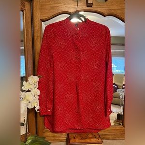 Lauren Ralph Lauren Red Printed Tunic Blouse Size Large
